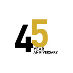 45 Year Anniversary Vector Template Design Illustration