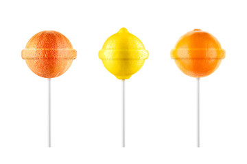 Lollipops. Lemon grapefruit orange