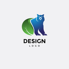 Vector logo design, icon bear and leaf