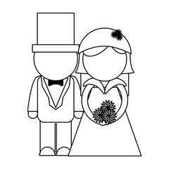 Bride and groom couple avatar black and white