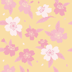 Fototapeta na wymiar Pink cherry blossoms seamless pattern