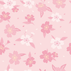 Pink cherry blossoms seamless pattern