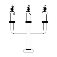 Candles in chandelier symbol black and white