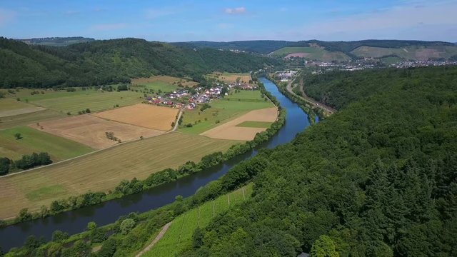 Aerial view of the vineyard estate Saarstein near Serrig, Saar River, Saar Valley near Saarburg, Rhineland-Palatinate, Germany, Europe