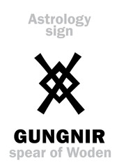 Fototapeta premium Astrology Alphabet: GUNGNIR (Woden's spear). Hieroglyphics character sign (Runic symbol).