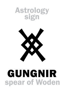 Astrology Alphabet: GUNGNIR (Woden's spear). Hieroglyphics character sign (Runic symbol).