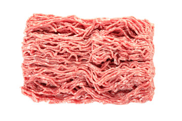 Fresh minced meat on white background, top view