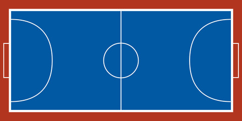 Aerial view of a futsal field