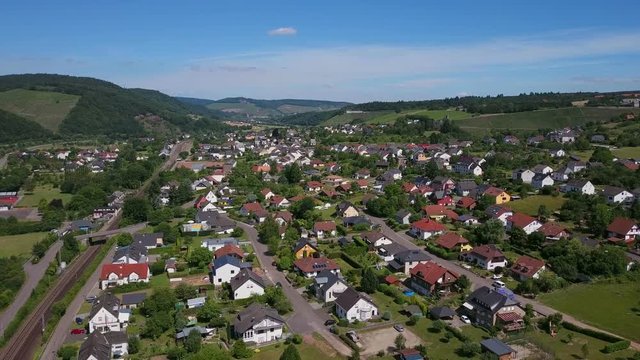 Aerial view of the town of Serrig, Saar Valley, Rhineland-Palatinate, Germany, Europe