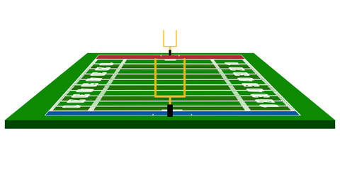 Isolated front view of a football field