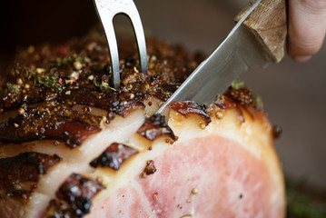 Roasted ham food photography recipe idea