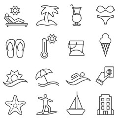 Beach and summer icon set