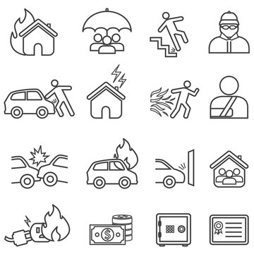 Insurance Line Icon Set