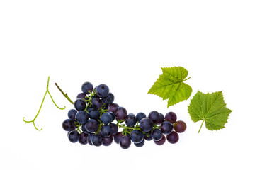 bunch of red seedless grapes on white background with copy space above