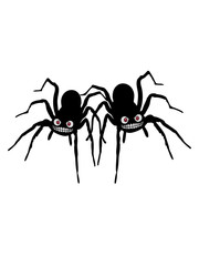 2 freunde team paar duo grinsen böse klein gesicht spinne vogelspinne design clipart logo ekelig krabbeln monster horror halloween angst