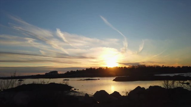 View Of Beautiful Beach Landscape At Sunset, Shot From Moving Vehicle With A Gimbal (4K)
