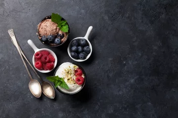 Rolgordijnen Ice cream with berries © karandaev