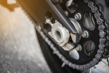 Close up motorcycle chain