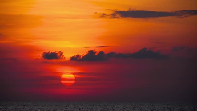 Red sunset over ocean