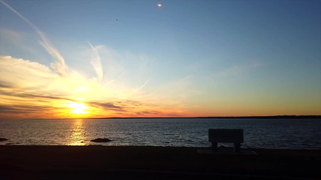 View Of Beautiful Beach Landscape At Sunset, Shot From Moving Vehicle With A Gimbal (4K)