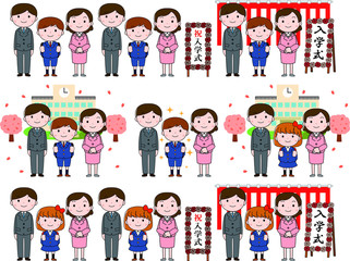 Family in the entrance ceremony set