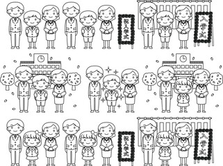 Family in the entrance ceremony outline set.eps