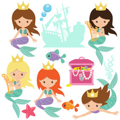 Mermaid vector cartoon illustration