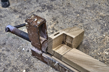Furniture legs from solid oak. Furniture legs building process. Wooden furniture manufacturing process