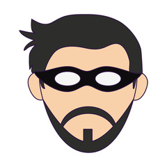 man face with mask and beard head