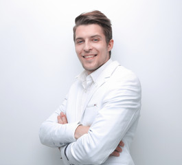 confident businessman in white shirt