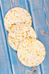 Crunchy rice or corn waffles with spices, healthy dietary breakfast concept