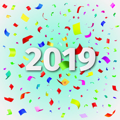 Happy New Year 2019 background with confetti
