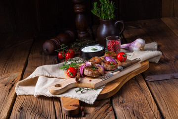 Tasty Lamb chops with mint and rosemary