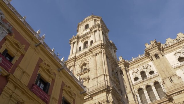 View of Cathedral and Obispado de Malaga in Plaza del Obispo, Malaga, Andalucia, Spain, Europe