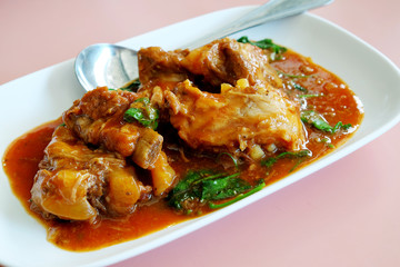 Pork ribs baked with Chinese sauce