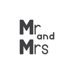 mr and mrs lettering vector icon. filled flat sign for mobile concept and web design. Mr and Mrs wedding written lettering simple solid icon. Symbol, logo illustration. Pixel perfect vector graphics