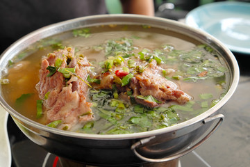 Spicy pork ribs soup of Thailand.