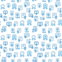 Certificate seamless pattern with icons.