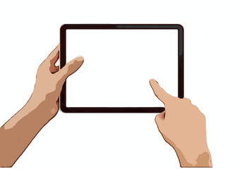 hand holding digital tablet