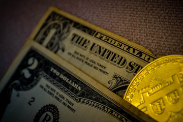 Bitcoin on the dollar banknote