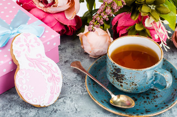 Homemade gingerbread in form of eight for the International Women's Day