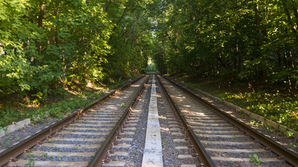 Obraz premium Tram way in the summer park