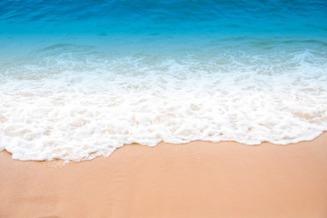 Wave & Sand beach background , holiday or relax in summer concept.