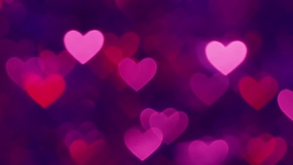 Abstract heart bokeh background magenta color
