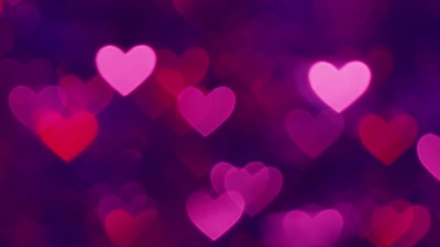 Abstract heart bokeh background magenta color
