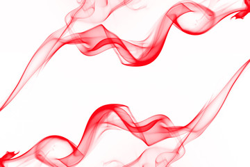 Movement of smoke abstract isolated on white background, red ink water