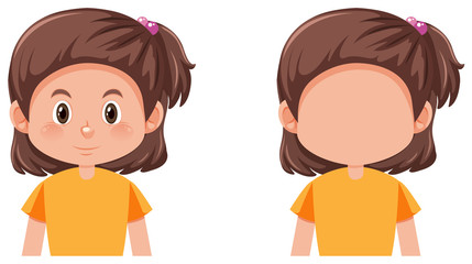 Set of brunette girl character