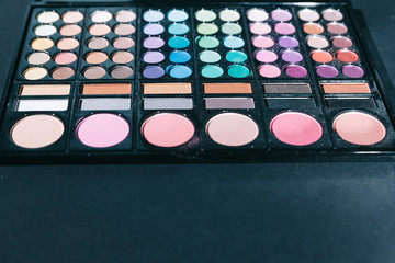 close up. set of shadows for make-up