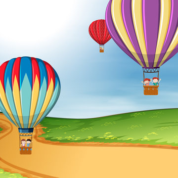 Children in hot air balloon