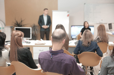 working business group, at the presentation of the new business project. the concept of teamwork